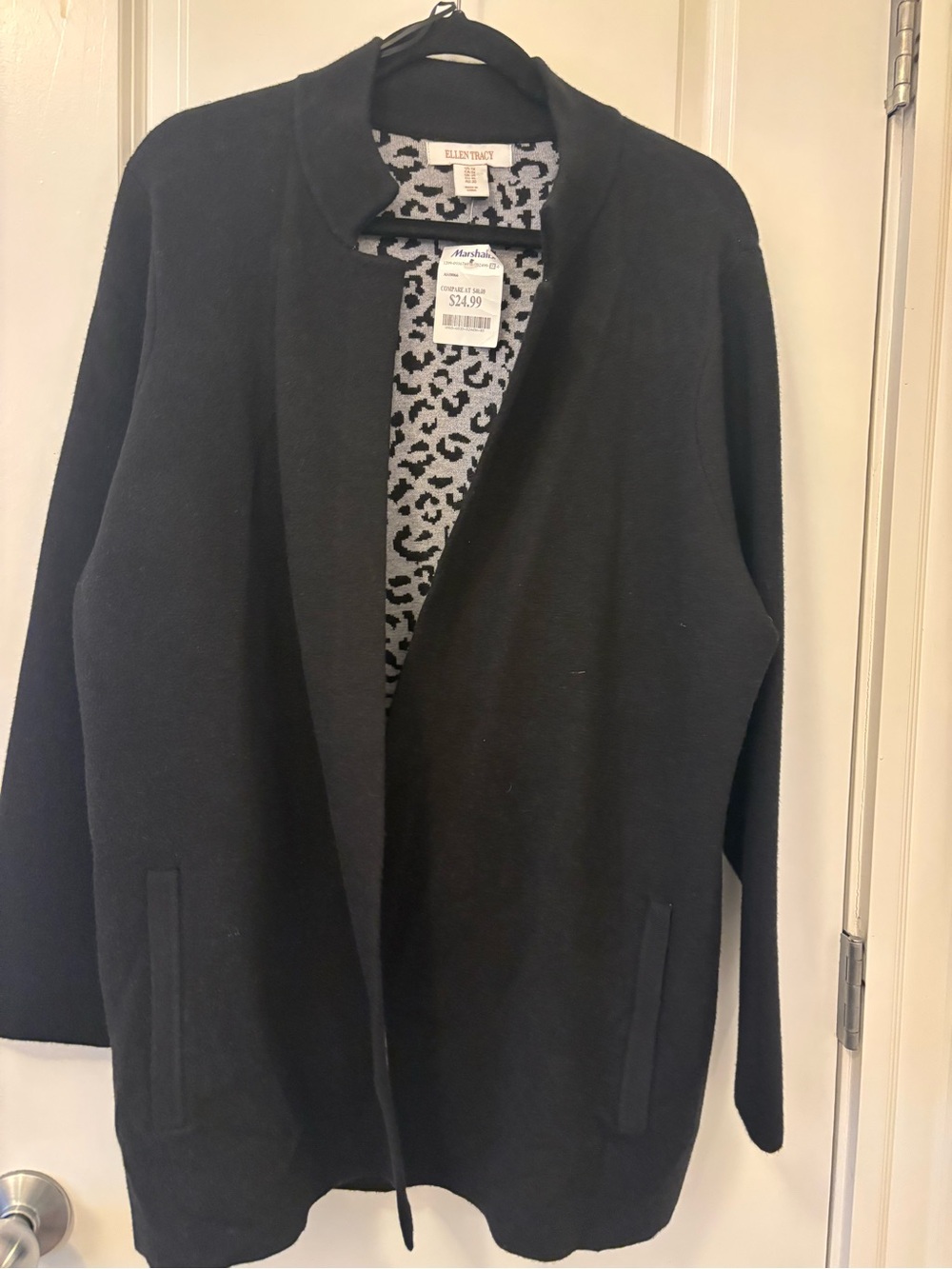Ellen Tracy Black Open-Front Coatigan 1X